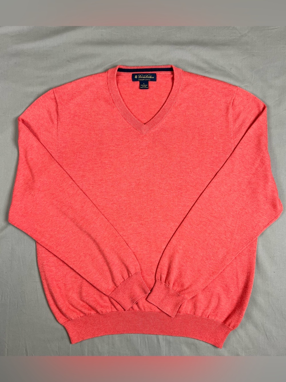 Brooks Brothers 100% Supima Cotton Men’s V Neck Sweater Tart Pink Large